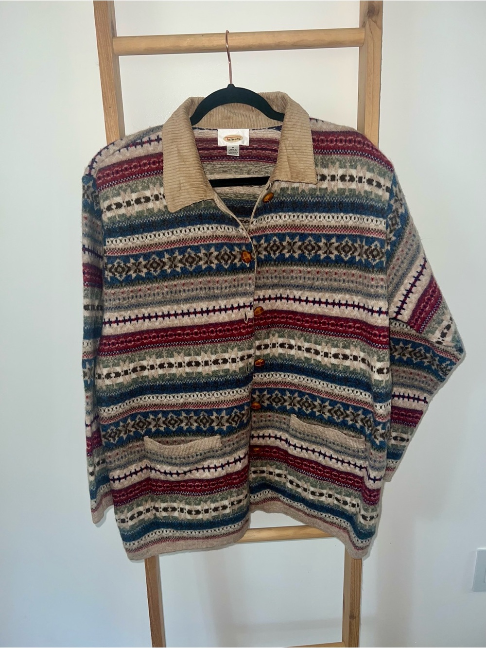 VINTAGE TALBOTS 100% wool fair isle coat✨